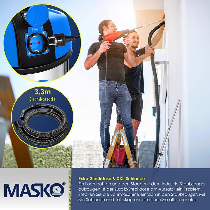 Image du produit Masko Aspirateur industriel bleu (Aspirateur eau et poussière)