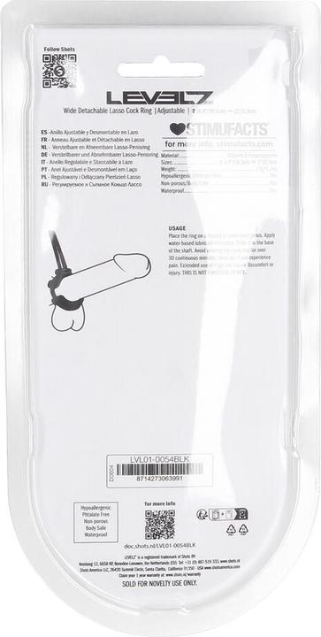 Actual product image Shots Detachable Wide Adjustable Silicone Lasso Cockring - 5mm - Black (5 cm)