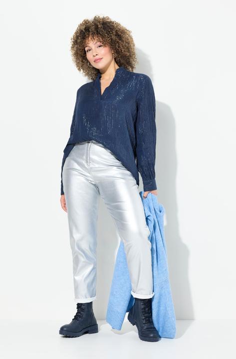 Produktbild Ulla Popken Mom-Jeans, Silber-Coating, Komfortbund, 5-Pocket-Hose (54)