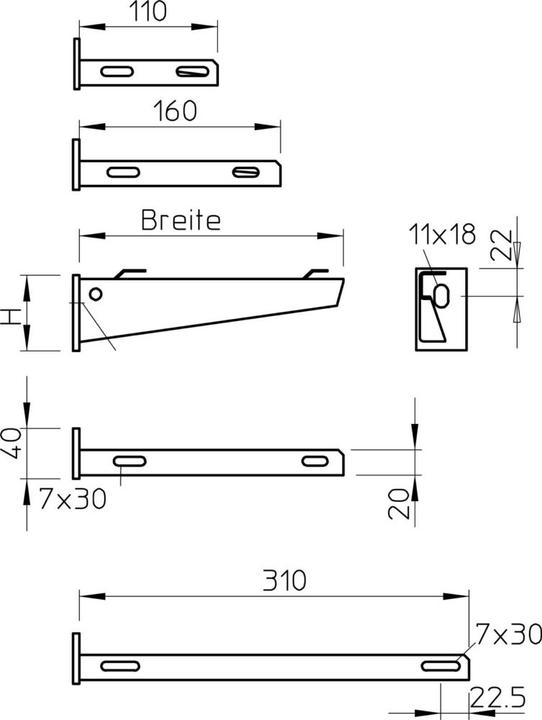 Produktbild OBO Bettermann OBO AWG 15 11 A4 Wand/Stielausleger 110mm V4A f.Gitterrinne