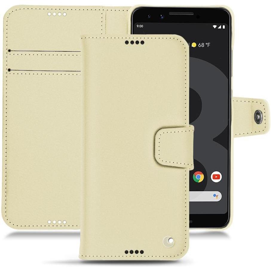 Noreve Lederschutzhülle Wallet (Google Pixel 3), Smartphone Hülle, Beige