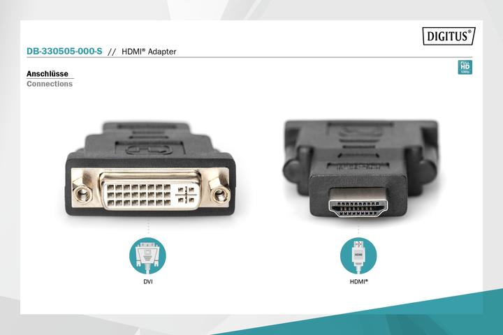 Productafbeelding Digitus HDMI-adapter, HDMI naar DVI-I (HDMI, DVI)