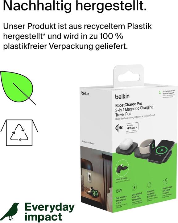Produktbild Belkin BoostCharge Pro 3-in-1 Qi2 Ladestation (15 W)