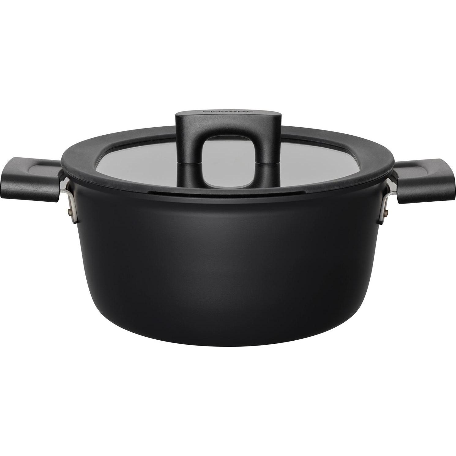 Fiskars Kasserolle 'Hard Face', Pfanne + Kochtopf, Schwarz