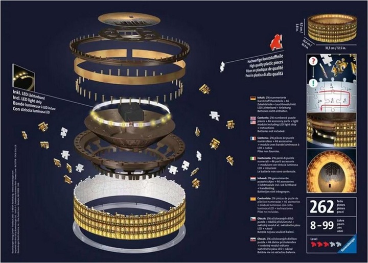Actual product image Ravensburger 3D Puzzle Colosseum in Rome by night (216 pieces)