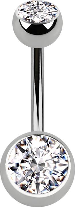 Produktbild Star Piercing Sterile Banane silber mit zwei Kugeln Kristall silber (ohne Messing, Titan G23)