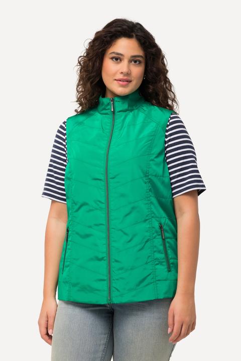 Image du produit Ulla Popken Gilet, coutures fantaisie, col montant, poches zippées (46, 48)