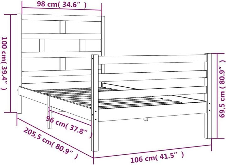 Actual product image vidaXL Bettrahmen (100 x 200 cm)