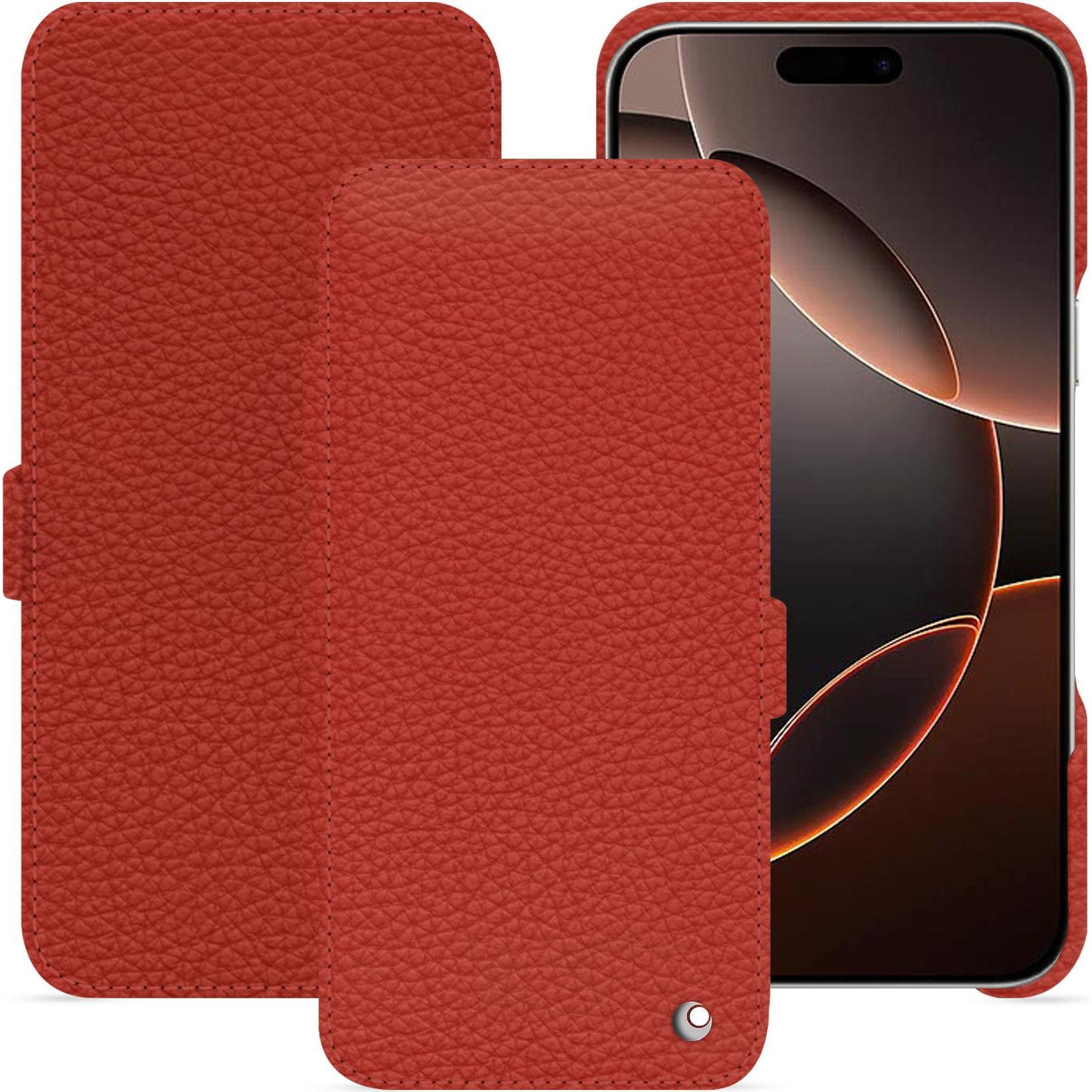 Noreve Lederschutzhülle horizontal (Apple iPhone 16 Pro), Smartphone Hülle, Orange