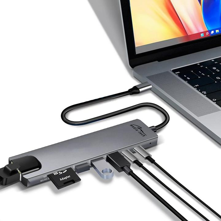 Produktbild Media-Tech USB HUB 8 IN 1 GIGA LAN HUB MT5046 (USB-C, 8 Ports)