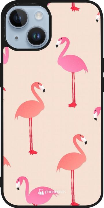 Actual product image PhoneLook Coque Silicone rigide noir Pink Flamingos Pattern (Apple iPhone 15)