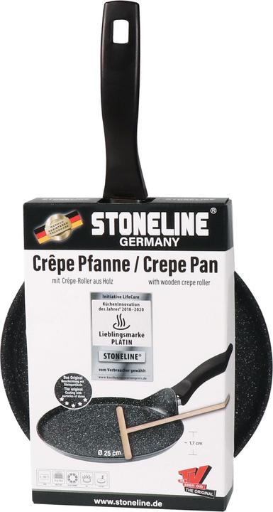 Produktbild Stoneline ® Crêpes-Pfanne 25 cm, mit Teigverteiler (25 cm, Crêpe Pfanne, Aluminium)
