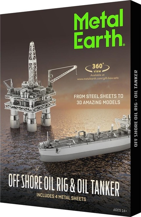 Actual product image Metal Earth constructie speelgoed Offshore Oil Rig and Tanker Gift Box