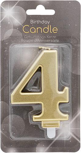 Image du produit Amscan Numéro de la bougie 4 en or (1 x)