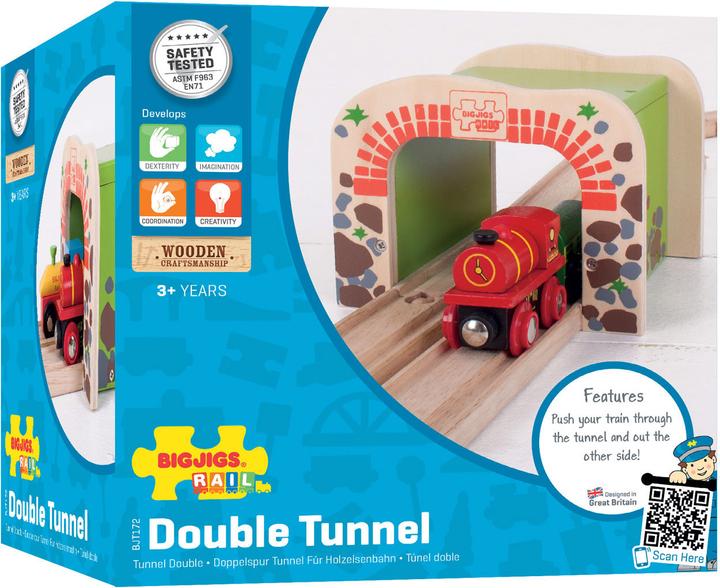 Actual product image Bigjigs Wooden Rail Double Track Tunnel