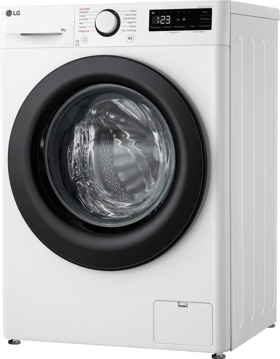 Produktbild LG F2R3S08NSWB Waschmaschine 8kg AI DD, Klasse A-10%, 1200 U/min, Dampf, AI Wash (8 kg, Links)