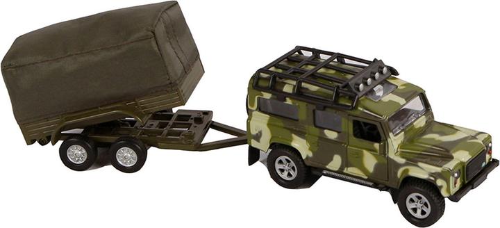 Productafbeelding Kids Globe Farming Die Cast Land Rover met Aanhangwagen Leger