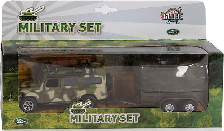 Productafbeelding Kids Globe Farming Die Cast Land Rover met Aanhangwagen Leger