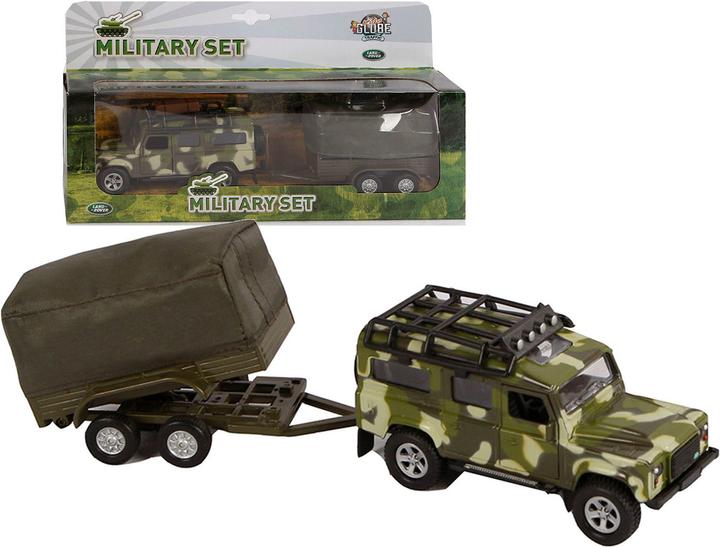 Productafbeelding Kids Globe Farming Die Cast Land Rover met Aanhangwagen Leger