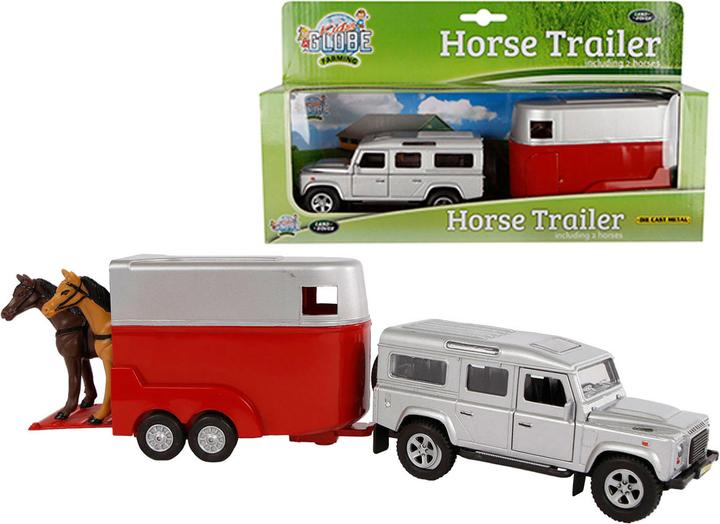 Produktbild Kids Globe Farming Land Rover aus Druckguss mit Pferdeanhänger 1:32