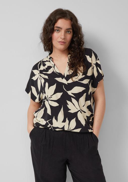 Produktbild s.Oliver Gemustertes Jersey-T-Shirt mit V-Ausschnitt (46)