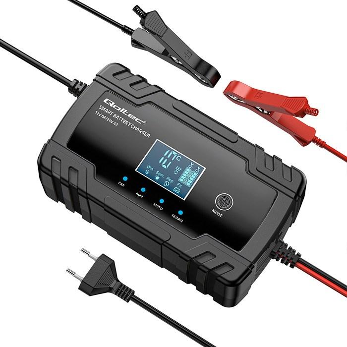 Produktbild Qoltec Mikroprozessor-Ladegerät 12V 8A 24V 4A LCD (12V, 24V, 8 A)