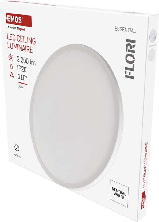 Image du produit Emos Luminaire LED apparent FLORI rond, blanc, 22W, blanc neutre (2200 lm)