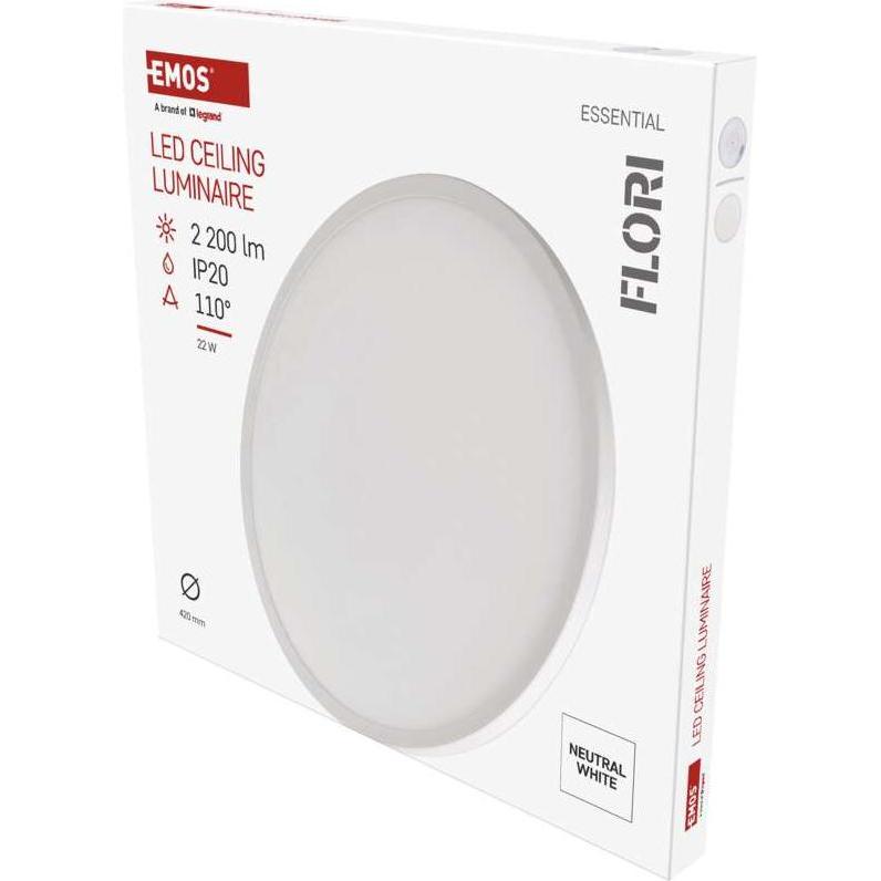 Thumbnail - Emos, Wandleuchte + Deckenleuchte, LED-Anbauleuchte FLORI rund, weiss, 22W, neutralweiss (2200 lm)