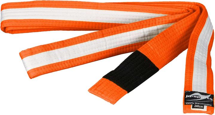 Actual product image Ju-Sports Bjj children belt orange with white stripe