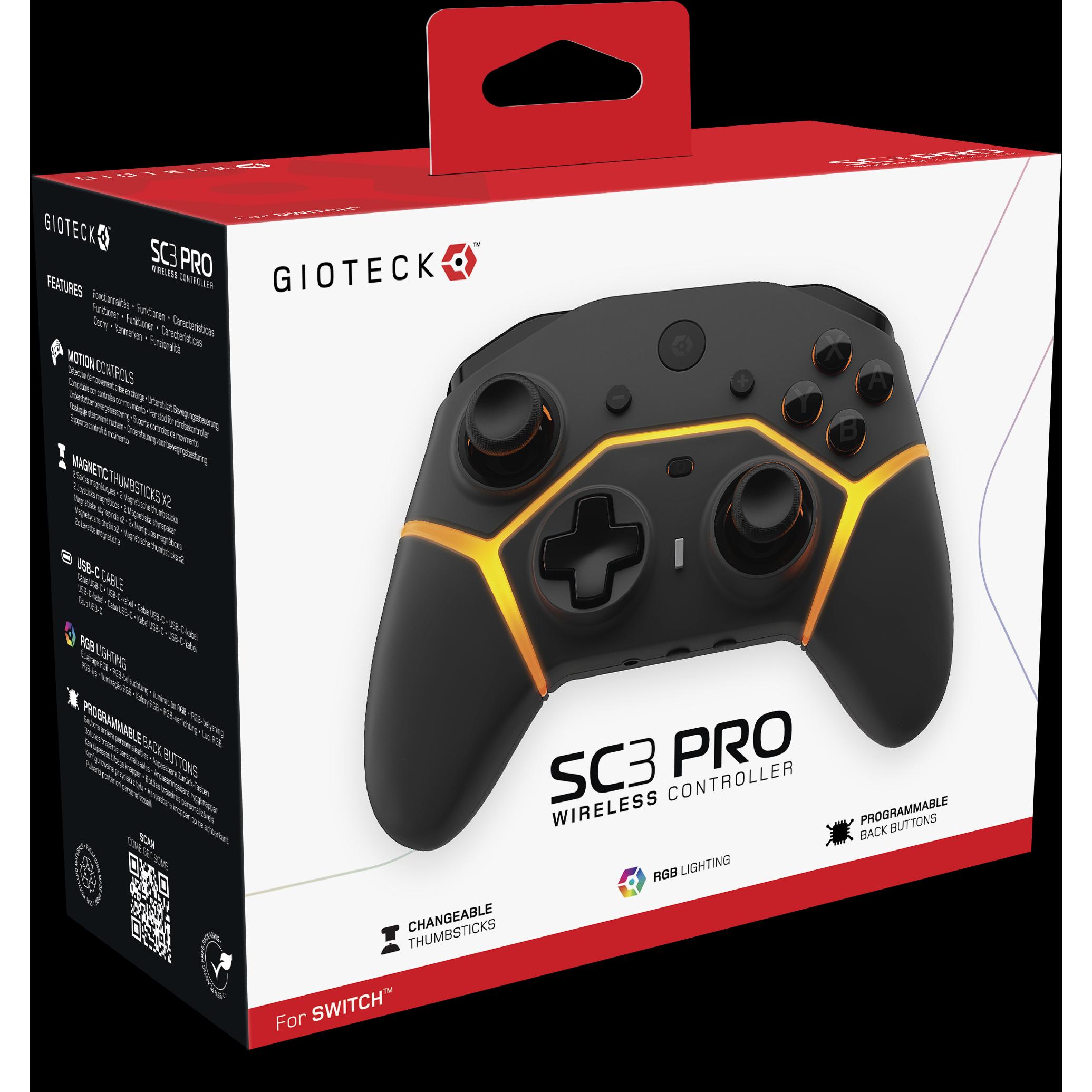 Gioteck SC3 PRO Wireless Controller (Switch OLED, PC, Switch Lite, Switch), Gaming Controller, Schwarz