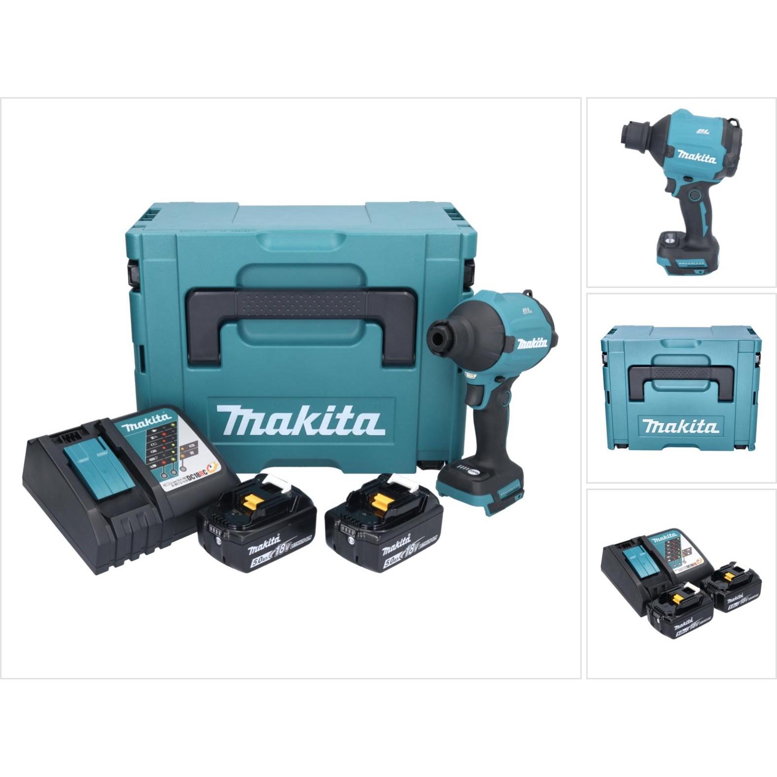 Makita, Laubsauger + Laubbläser, DAS 180 RTJ Akku GeblÃ¤se 18 V Brushless + 2x Akku 5,0 Ah + LadegerÃ¤t + Makpac (Akkube...