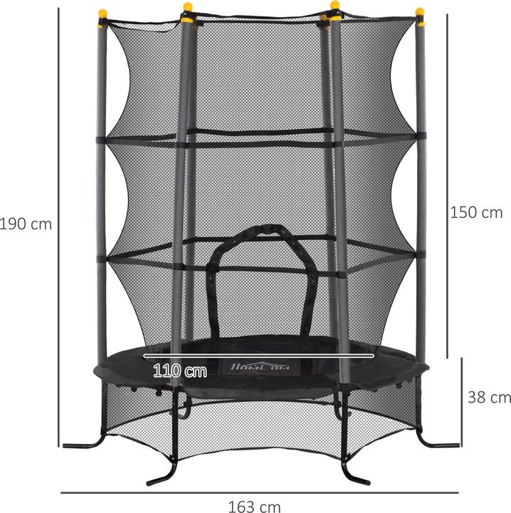 Produktbild Homcom Kindertrampolin Stahl, Kunststoff Schwarz (163 cm)