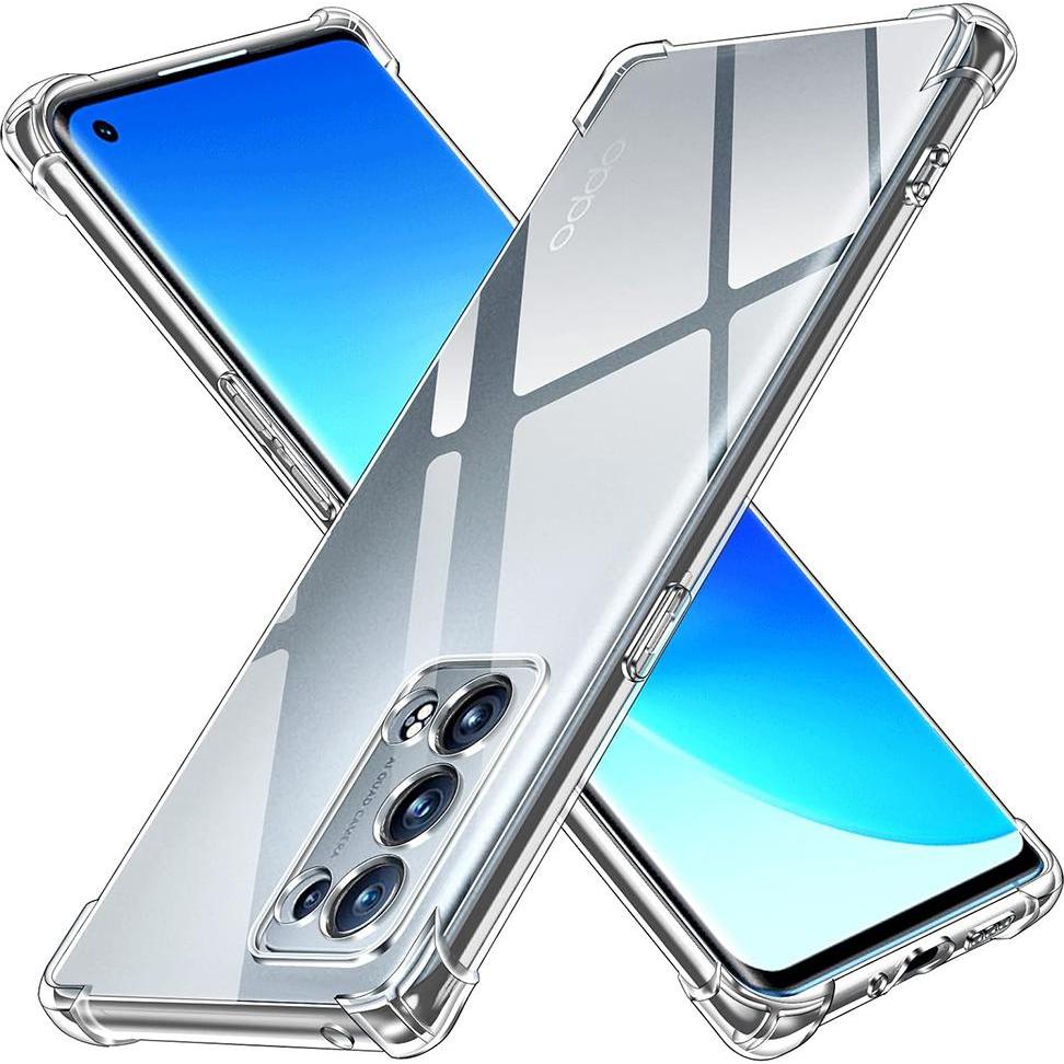 Techsuit - Shockproof Clear Silicone - Oppo Reno6 Pro 5G (Snapdragon) - Clear (Oppo Reno 6 Pro 5G), Cover smartphone, Trasparente