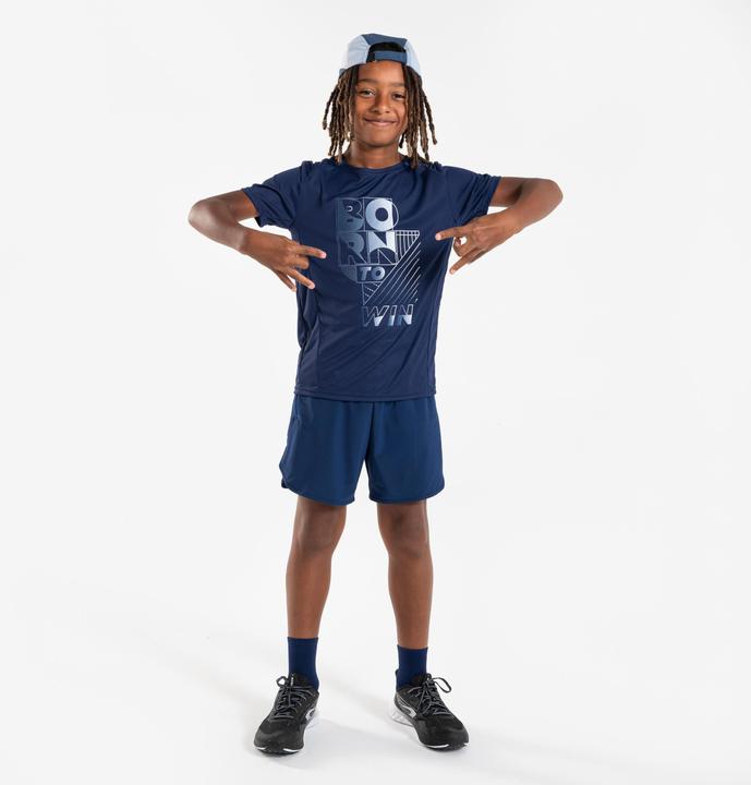 Produktbild Kiprun Laufshirt kurzarm Kinder atmungsaktiv - 500 Dry+ marineblau/grau (146)