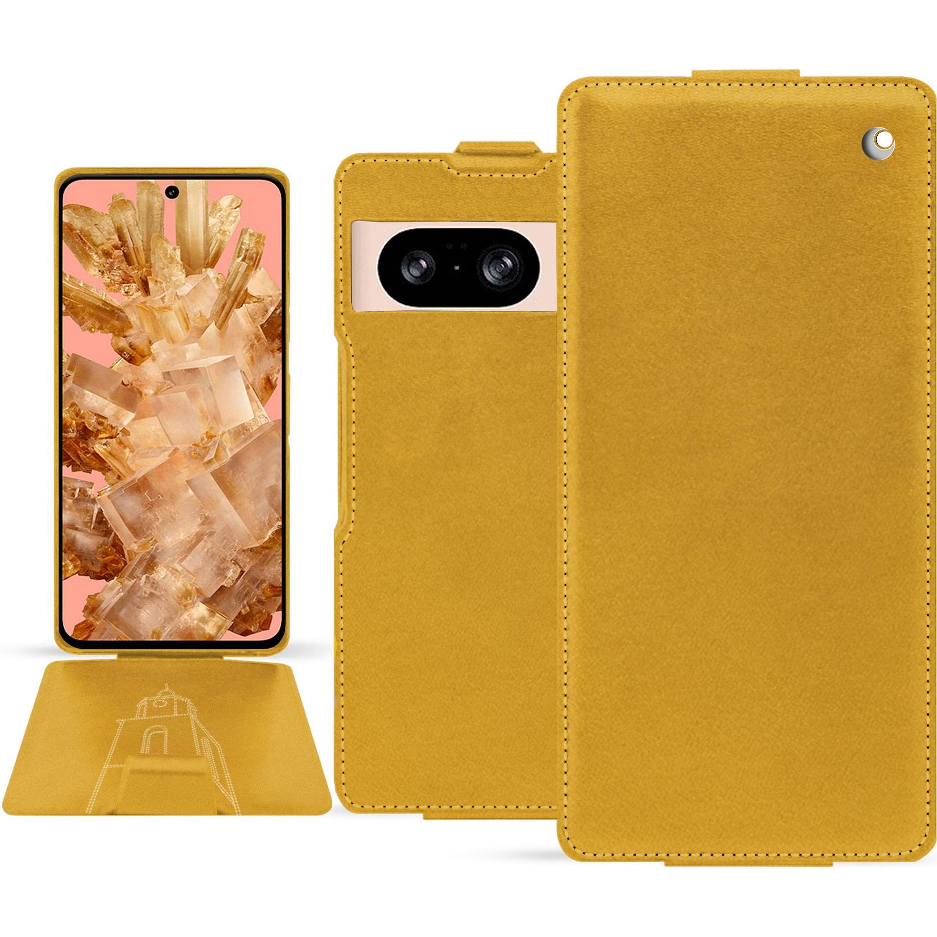 Noreve Lederschutzhülle vertikal (Google Pixel 8), Smartphone Hülle, Orange