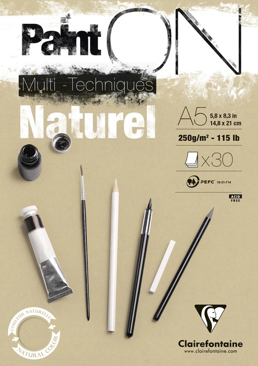 Clairefontaine Paint ON Natur A5 (250 g/m², 30 x)