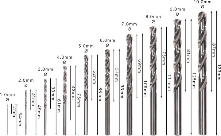 Productafbeelding Bosch Professional Zubehör Metaalboorset Robuust Lijn HSS-G 135° (5 mm, 6 mm, 7 mm, 8 mm, 10 mm, 4 mm, 3 mm, 2 mm, 1 mm, 9 mm)