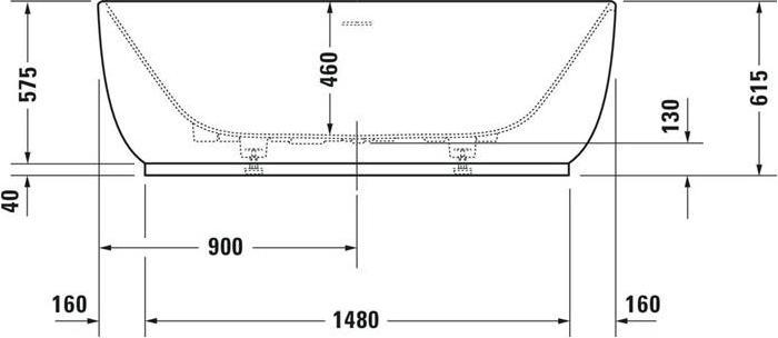Produktbild Duravit Badewanne LUV 1800x850mm freist 2 Rückenschrägen weiss (252 l, 180 cm, 85 cm)