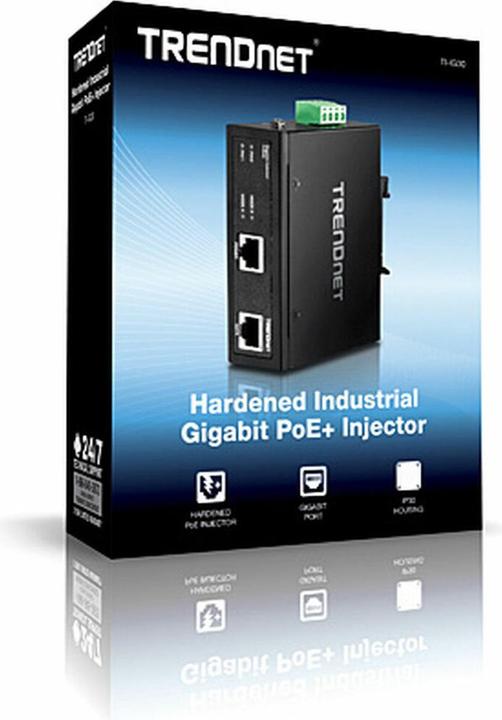 Produktbild Trendnet TI-IG30 PoE+ Injector Industrial Gigabit (802.3af (PoE), 802.3at (PoE+), 30 W)