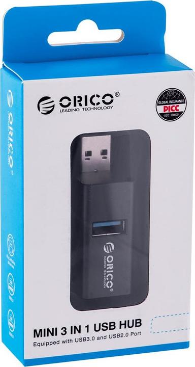 Produktbild Orico HUB USB Mini hub 3x USB-A 2.0 (MINI-U32L-BK-BP) (USB-A, 3 Ports)
