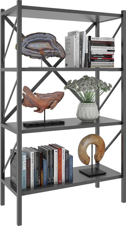 Actual product image VCM Wood Metal Storage Stand Shelf Bookcase Decorative Books Stand Shelf Insasi 4 (66 x 34 x 121 cm)