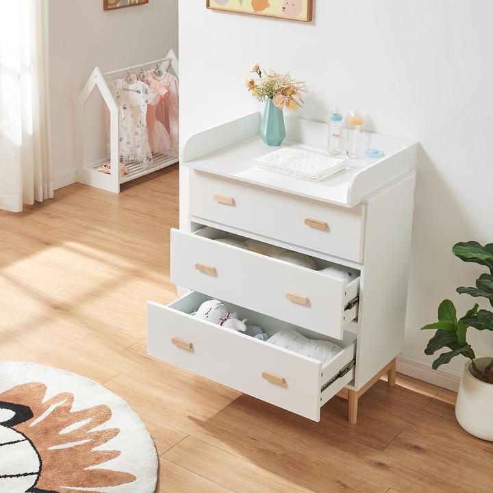 Actual product image En.Casa Wickelkommode Sarievn mit Wickelauflage 100x80x53 cm Weiss