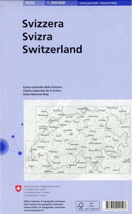 Immagine prodotto Mappa generale della Svizzera 300000