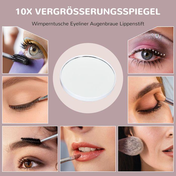 Actual product image Swisshandel24 LED-Kosmetikspiegel, 3 Lichtmodi, dimmbar, Touchsteuerung, USB, 62,5 x 49,5cm, Weiss