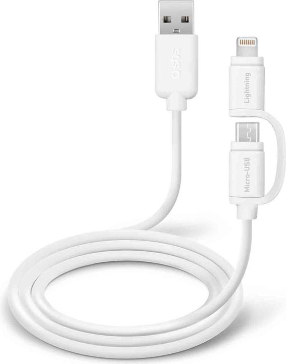 Actual product image SBS USB – Lightning /Micro USB data cable (1 m, USB 3.2 Gen 1)