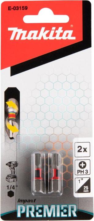 Actual product image Makita IMPACT TORSION SCREW BIT PH3-25MM 2PCS (PH3)