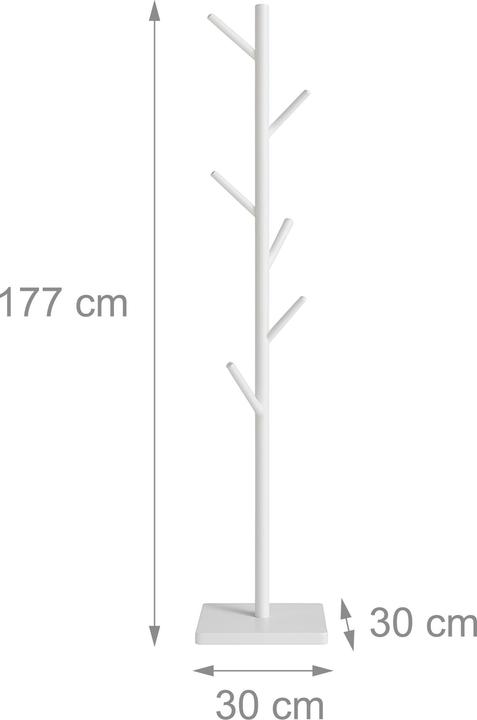Actual product image Relaxdays - Garderobenständer Bambus 8 Haken, Weiss, 175 x 30 x 30 cm