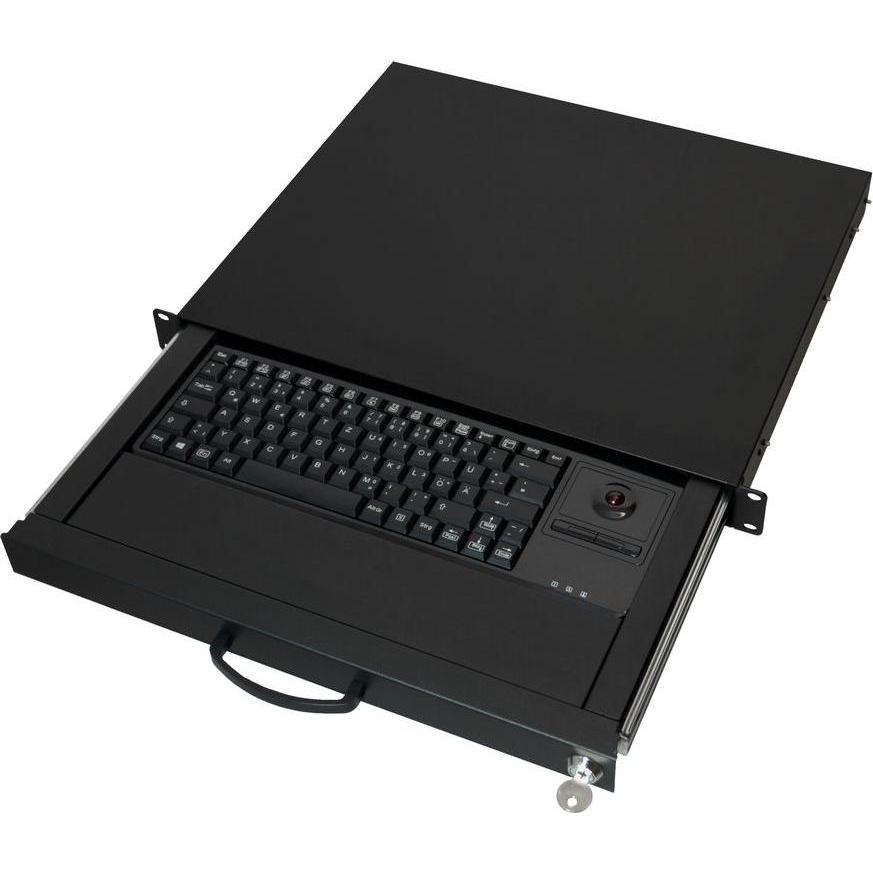 Thumbnail - Aixcase Keyboard 1H PS2/USB Trackball (DE, Kabelgebunden), Tastatur, Schwarz