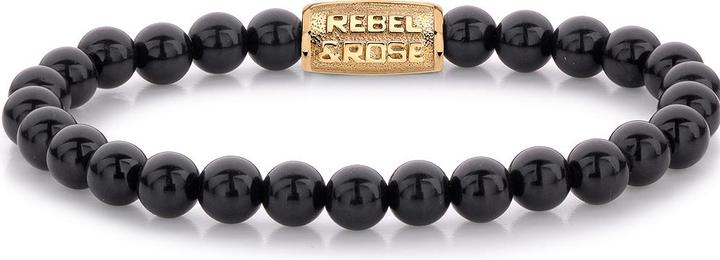 Immagine prodotto Rebel & Rose Bracciale Velluto Nero RR-60100-G-S Donna (16.50 cm, Onice, Acciaio inossidabile)