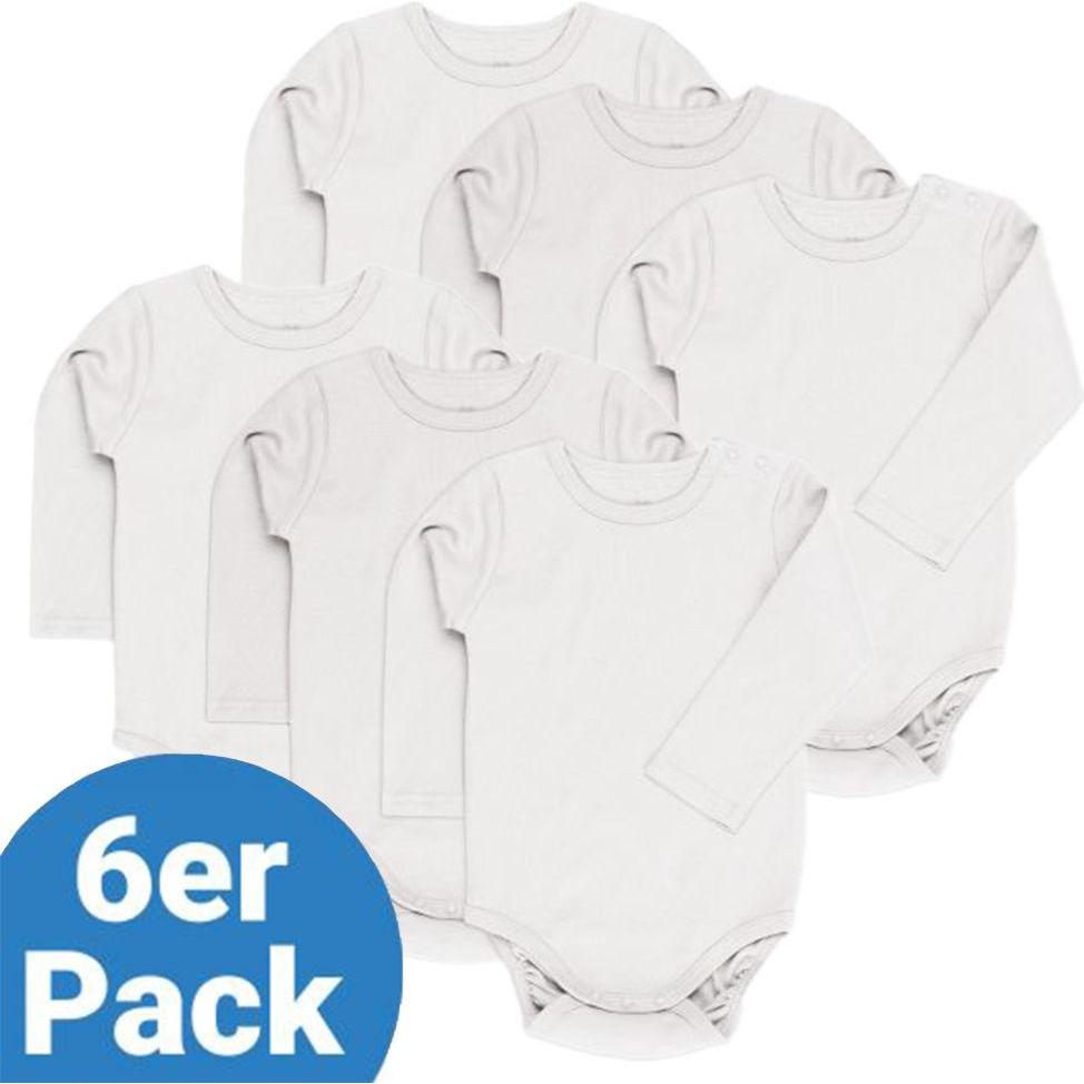 La Loona, Body, LaLoona Baby-Bodys & Wickelbodys Body Langarm 6er Pack - Weiss -, Weiss, (80)